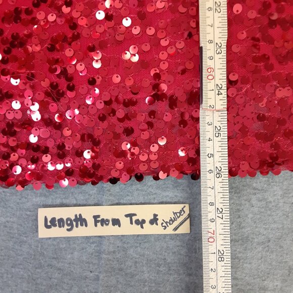 Cato Womans Sequined Top Size XL Pullover Keyhole Party Holiday Red Short Sleeve - Picture 9 of 10